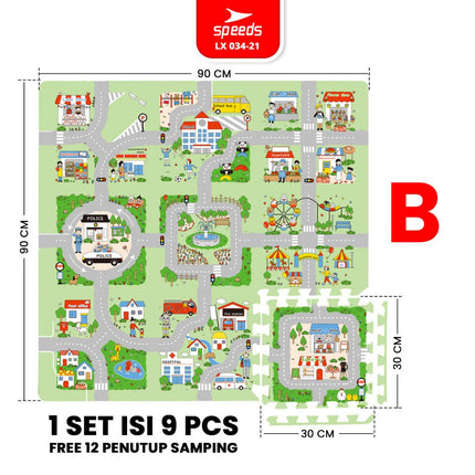 SPEEDS Evamat Motif 30x30x1cm Eva Mat Matras Puzzle Anak Bergambar Mainan Empuk 034-21