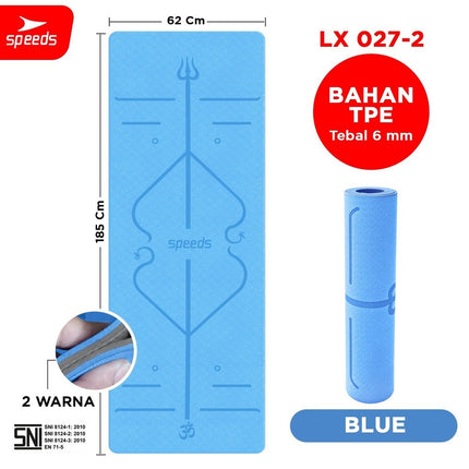 SPEEDS Matras Yoga TPE Tebal 6mm Alas Olahraga Yoga Mat Alas Yoga Karpet Gym Gulung Berstandar SNI 027-2