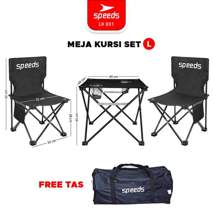 SPEEDS Meja Camping Lipat Set Meja Kursi Lipat Meja Camping Piknik Outdoor Portable 031-35
