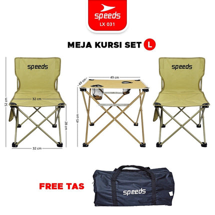 SPEEDS Meja Camping Lipat Set Meja Kursi Lipat Meja Camping Piknik Outdoor Portable 031-35