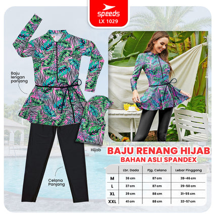 SPEEDS Baju Renang Muslim Spandex Swimwear Swim Suit Cewek Wanita Hijab Perempuan Remaja / Baju Renang 1029
