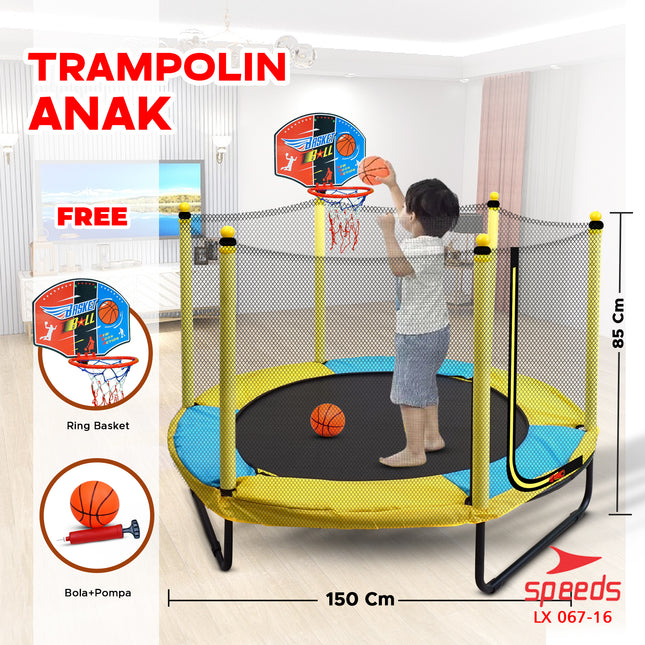 SPEEDS Trampolin Anak Mainan Lompat Jump 60inch Trampoline Mainan Olahraga Anak Lompat 067-16