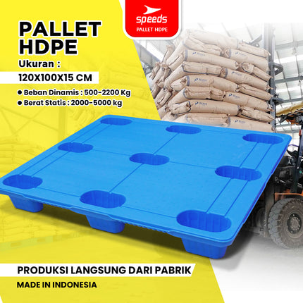 SPEEDS Thick HDPE Plastic Pallet 120x100x15cm Warehouse Pallet 9-Foot Strong Sturdy