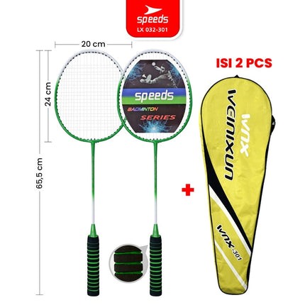 SPEEDS Raket Badminton Bulu Tangkis 1 Set isi 2pcs Racket Olahraga Pertandingan 032-301
