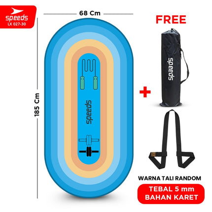 SPEEDS Matras Fitness Alas Yoga Mat Ab Wheel Ab Roller Latihan Fitness Mat Anti Slip Blue LX 027-30