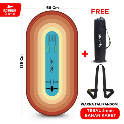 SPEEDS Matras Fitness Alas Yoga Mat Ab Wheel Ab Roller Latihan Fitness Mat Anti Slip Blue LX 027-30
