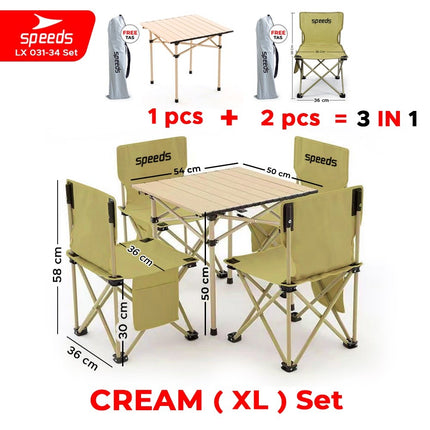SPEEDS Meja Camping Lipat Set Meja Kursi Lipat Meja Camping Piknik Outdoor Portable 031-35