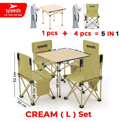 SPEEDS Folding Table Chair Set Free Folding Table Folding Chair Outdoor Indoor Bag Portable Folding Table Camping Picnic 031-36