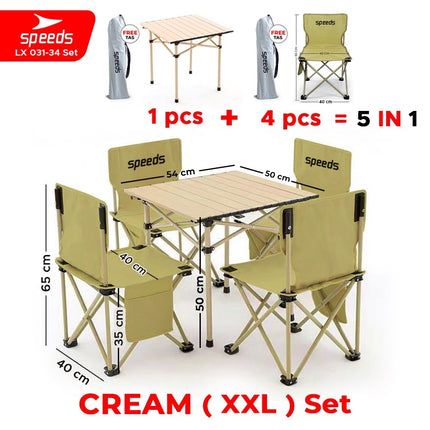 SPEEDS Meja Camping Lipat Set Meja Kursi Lipat Meja Camping Piknik Outdoor Portable 031-35