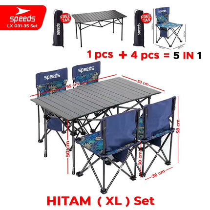 SPEEDS Folding Table Chair Set Free Folding Table Folding Chair Outdoor Indoor Bag Portable Folding Table Camping Picnic 031-36