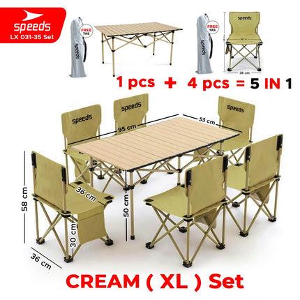 SPEEDS Meja Camping Lipat Set Meja Kursi Lipat Meja Camping Piknik Outdoor Portable 031-35