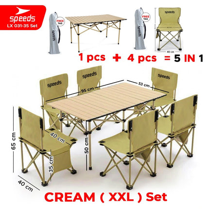 SPEEDS Folding Table Chair Set Free Folding Table Folding Chair Outdoor Indoor Bag Portable Folding Table Camping Picnic 031-36