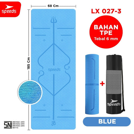 SPEEDS Matras Yoga TPE Tebal 6mm Alas Yoga Mat Alas Yoga Karpet Gym Gulung Berstandar SNI 027-3
