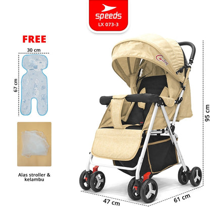 SPEEDS Stroller Anak Full Cover  Portabel Premium Newborn Baby Stroller Travel 2 Fitur Lengkap Kereta Dorong Bayi LX 073-3