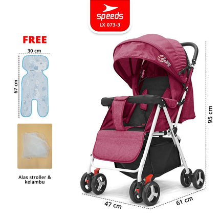 SPEEDS Stroller Anak Full Cover  Portabel Premium Newborn Baby Stroller Travel 2 Fitur Lengkap Kereta Dorong Bayi LX 073-3