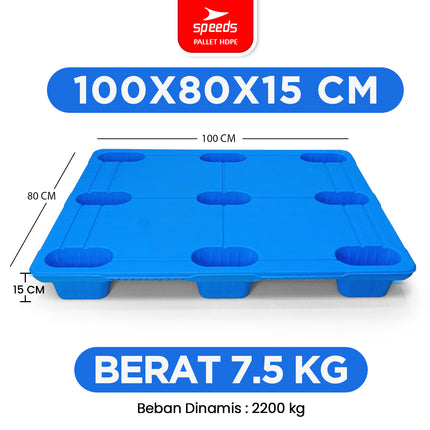 SPEEDS Thick HDPE Plastic Pallet 120x100x15cm Warehouse Pallet 9-Foot Strong Sturdy