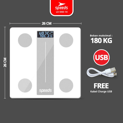 SPEEDS Timbangan Badan Max Berat 180Kg Ukuran 26cm 040-14
