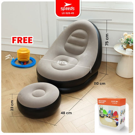 Beanbag Squishy Jumbo Sofa Angin + Pijakan Kaki Inflatable Sofa + Stool Tiup Lazy Bag Lay Bag 020-45
