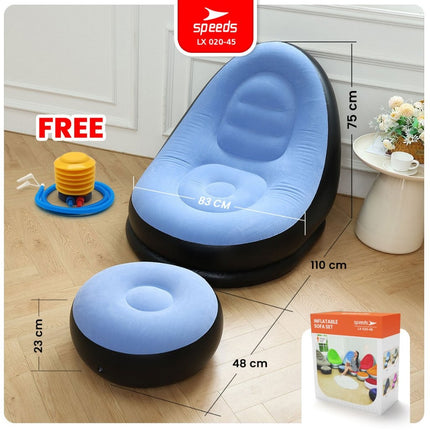 Beanbag Squishy Jumbo Sofa Angin + Pijakan Kaki Inflatable Sofa + Stool Tiup Lazy Bag Lay Bag 020-45