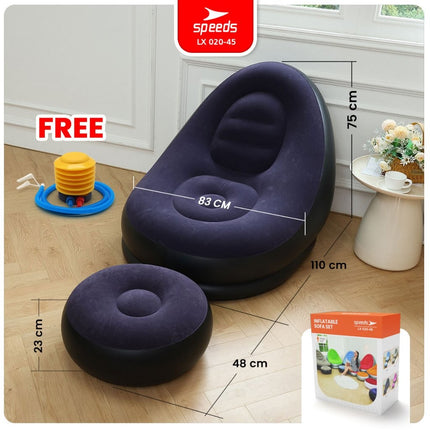 Beanbag Squishy Jumbo Sofa Angin + Pijakan Kaki Inflatable Sofa + Stool Tiup Lazy Bag Lay Bag 020-45