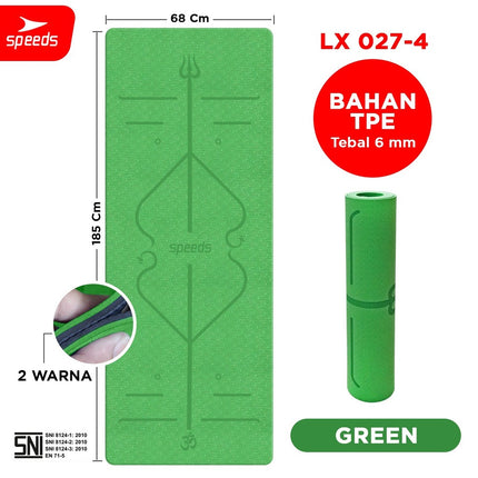 SPEEDS Yoga Mat TPE 6mm Matras Yoga Olahraga Meditasi Alas Yoga Karpet Berstandar SNI 027-4