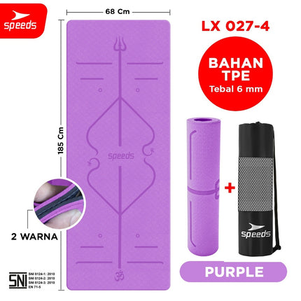 SPEEDS Yoga Mat TPE 6mm Matras Yoga Olahraga Meditasi Alas Yoga Karpet Berstandar SNI 027-4