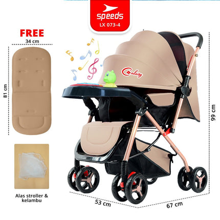 SPEEDS Stroller Newborn Baby Anak Kereta Dorong 2 Fitur Lengkap Bayi Portabel Premium Stroller Travel LX 073-4