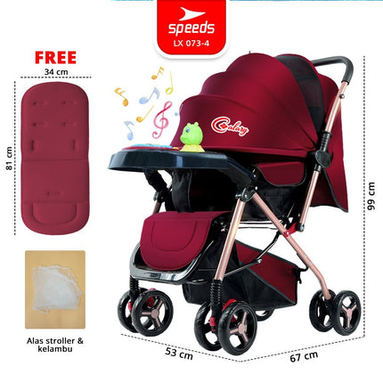 SPEEDS Stroller Newborn Baby Anak Kereta Dorong 2 Fitur Lengkap Bayi Portabel Premium Stroller Travel LX 073-4