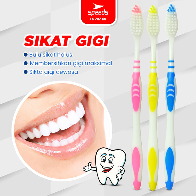 SPEEDS Sikat Gigi Travel Toothbrush Gosok Gigi Hotel Tooth Brush Warna-Warni Atasi Karang Gigi 202-60