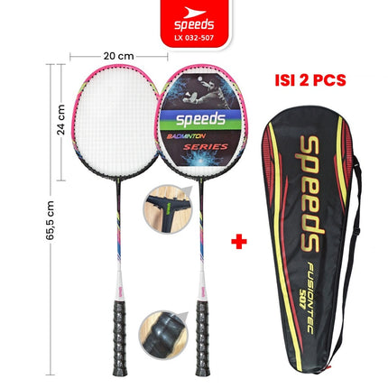 SPEEDS Raket Badminton Bulu Tangkis 1 Set isi 2pcs Racket Olahraga Pertandingan 032-301