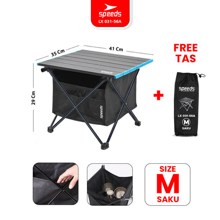 SPEEDS Meja Lipat Almunium Camping Portable Folding Outdoor Indoor Picnic Camping Table LX 031-56A