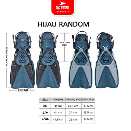 SPEEDS Kaki Katak Renang Kaki Selam Diving Fin Perlengkapan Snorkling Fins 017-612