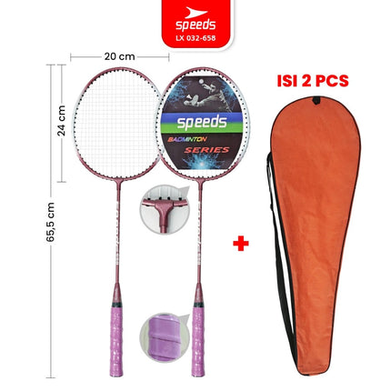 SPEEDS Raket Badminton Bulu Tangkis 1 Set isi 2pcs Racket Olahraga Pertandingan 032-301