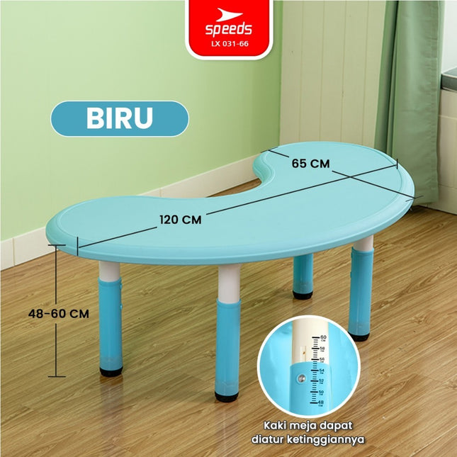 SPEEDS Meja Belajar Anak Bulan Moon Meja Table TK Paud Colorful Kids Table Warna Warni Ergonomis 031-66
