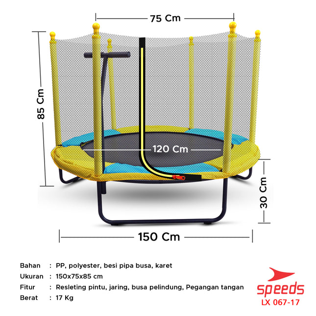 SPEEDS Trampolin Anak Mainan Lompat Jump 60inch Trampoline Mainan Olahraga Anak Lompat 067-17