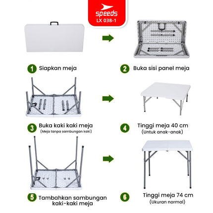 SPEEDS Meja Lipat Plastik 86x86x74cm 038-1