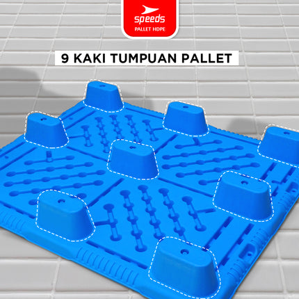 SPEEDS Thick HDPE Plastic Pallet 120x100x15cm Warehouse Pallet 9-Foot Strong Sturdy