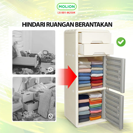 Plastic Cabinet HDPE 41x31x108cm Clothes Toys Multipurpose Minimalist 001-M2504