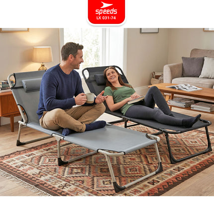 SPEEDS Kursi Lipat Folding Bed Matras Empuk Oxford Kuat Velbed Kursi Malas Santai 031-74