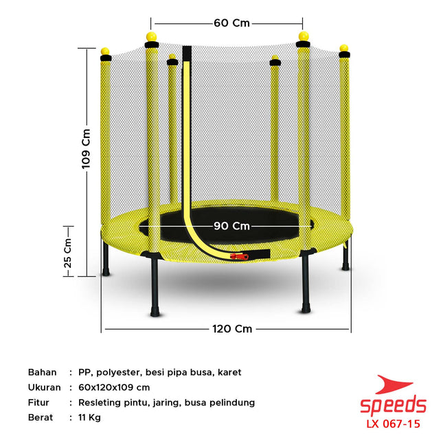 SPEEDS Trampolin Anak 48inch Mainan Lompat Anak Trampoline Jump Mainan Anak 067-15