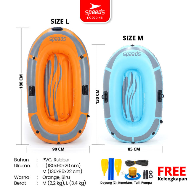 SPEEDS Inflatable Rubber Fishing Boat 2 Person Kayak + Rafting Paddle 020-46