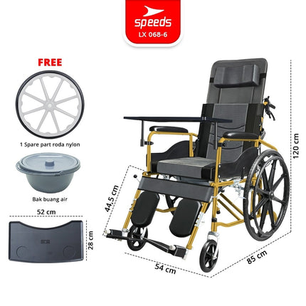 SPEEDS Kursi Roda 4in1 Travel Bisa Masuk Pesawat Bisa Dilipat Fitur Lengkap Wheel Chair Alluminium 068-6
