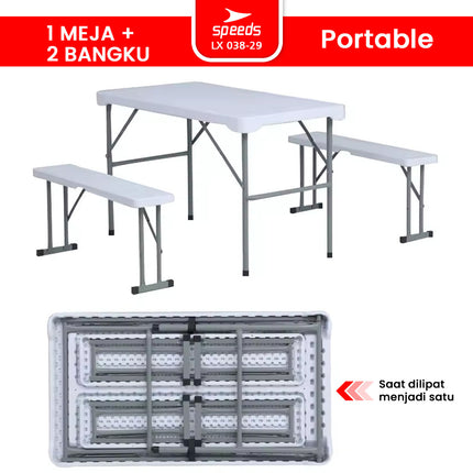 SPEEDS Meja Lipat Plastik SET 113x62x71cm 038-29