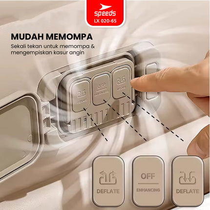 SPEEDS Kasur Angin Tiup 200x154x43cm Multifungsi Matras Kasur Pompa Outdoor Inflatable Bed 020-65