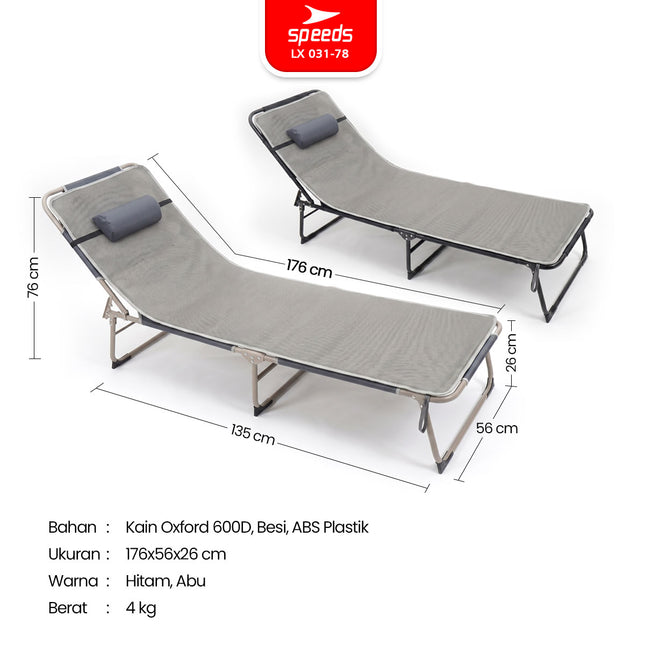 SPEEDS Folding Bed Kursi Malas Lipat 176x56x26cm 031-78