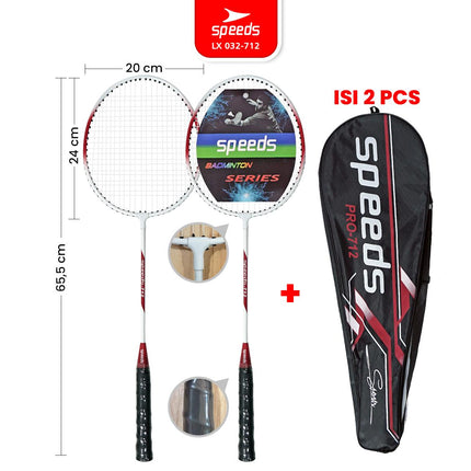 SPEEDS Raket Badminton Bulu Tangkis Paket Lengkap 1 Set 2pcs Alat Olahraga Berkualitas Original Olahraga Bulutangkis Indonesia 032-507