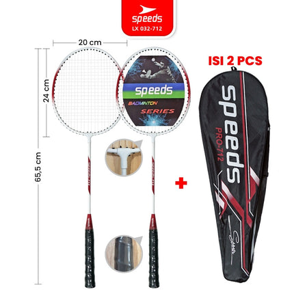 SPEEDS Raket Badminton Bulu Tangkis 1 Set isi 2pcs Racket Olahraga Pertandingan 032-301