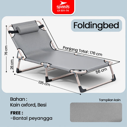 SPEEDS Kursi Lipat Folding Bed Matras Empuk Oxford Kuat Velbed Kursi Malas Santai 031-74