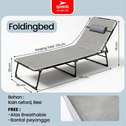 SPEEDS Folding Bed Kursi Lipat Malas Santai Oxford Outdoor Indoor Velbed Matras 031-78