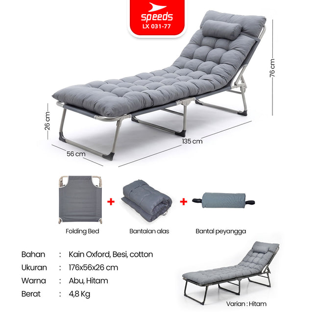 SPEEDS Kursi Malas Lipat Folding Bed 176x46x26 031-77